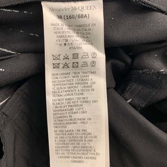 ALEXANDER MCQUEEN Black White Wool chalk stripe Pleated Dress Pants - Picture 5 of 5